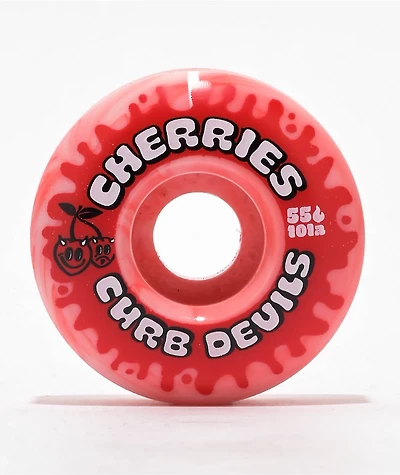 Cherries Curb Devils Red Swirl 55mm 101a Skateboard Wheels