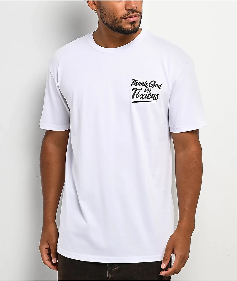 Chicos Toxicos Thank God White T-Shirt