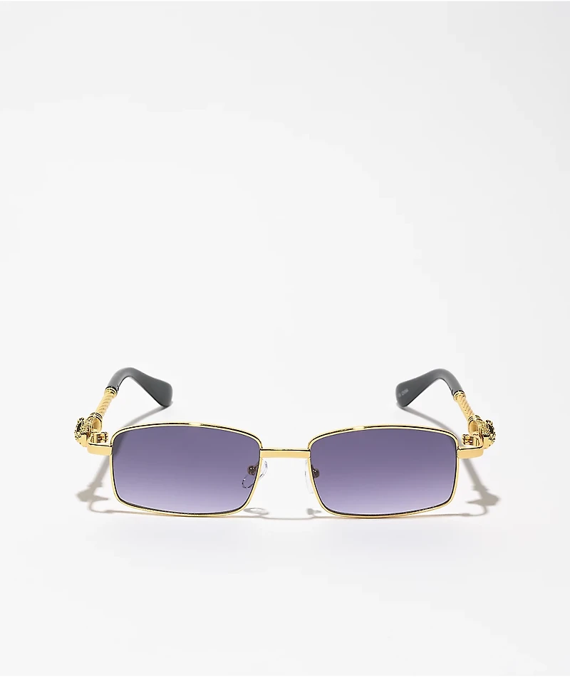 Chunky Metal Braided Leopard Gold Sunglasses