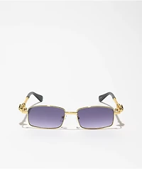 Chunky Metal Braided Leopard Gold Sunglasses