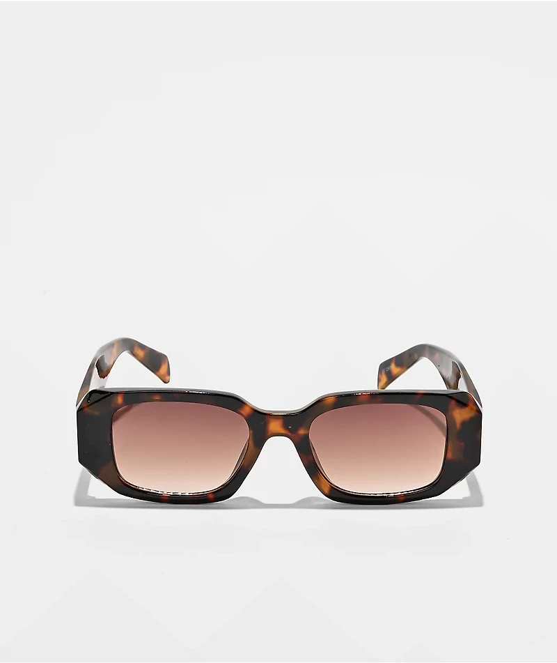 Chunky Rectangle Tortoise Shell Sunglasses