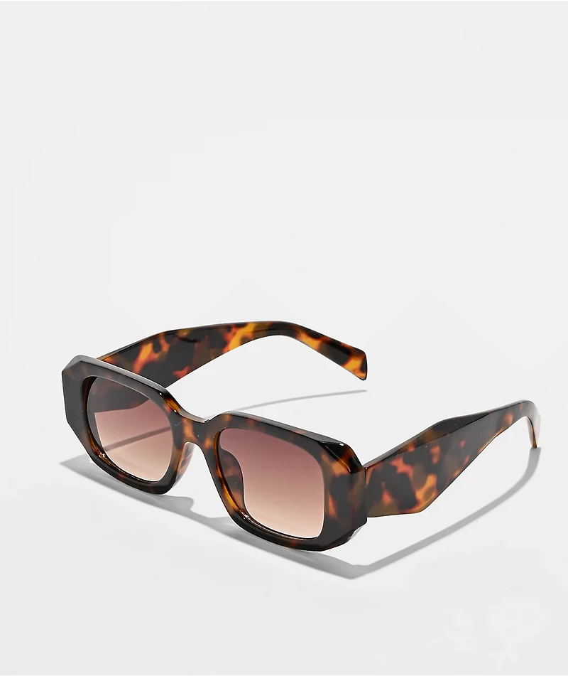 Chunky Rectangle Tortoise Shell Sunglasses