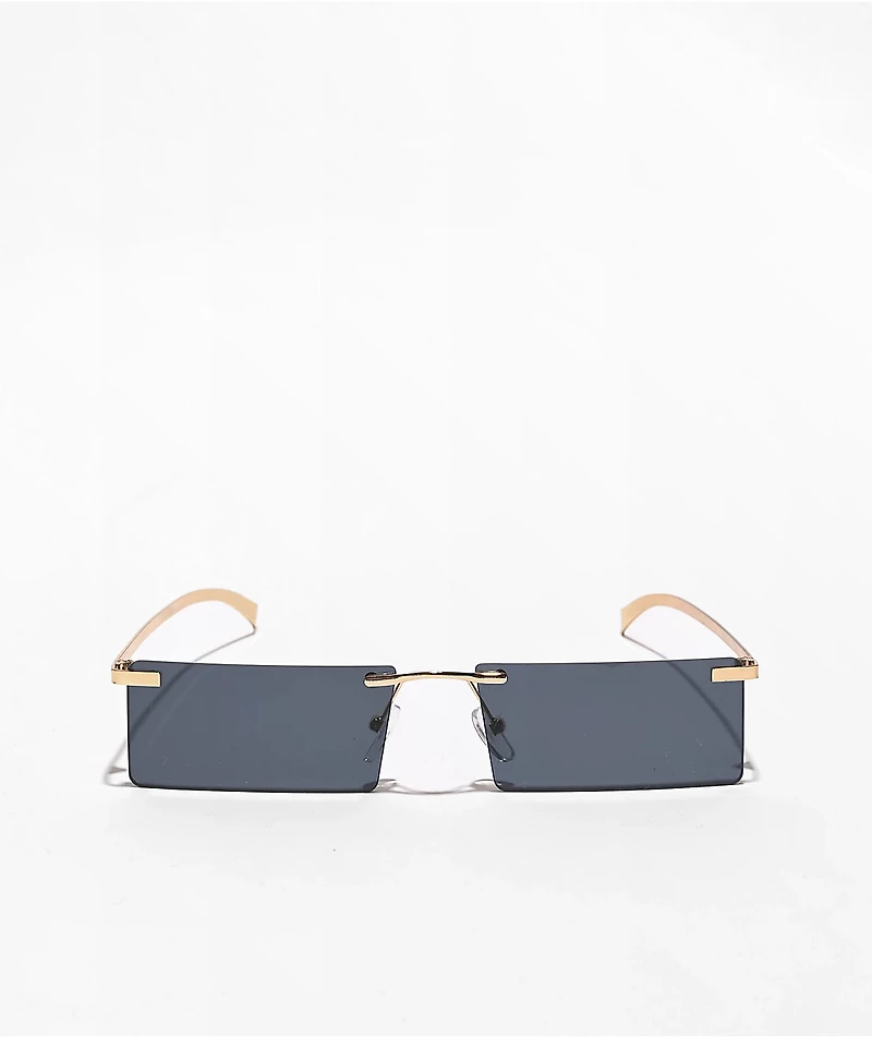 Clarity Black Slim Rectangle Sunglasses