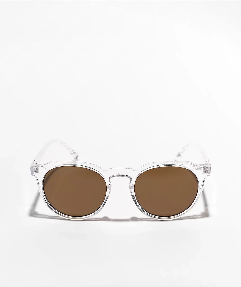Clear & Brown Round Sunglasses