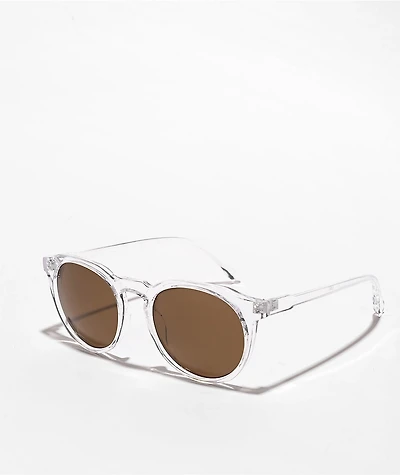Clear & Brown Round Sunglasses
