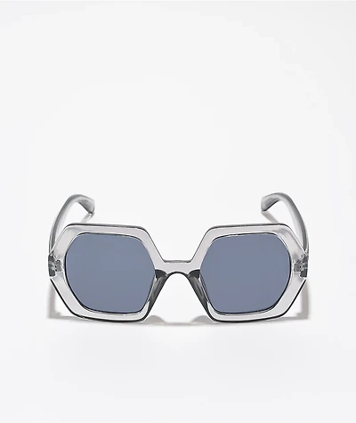 Clear Grey Hexagon Sunglasses