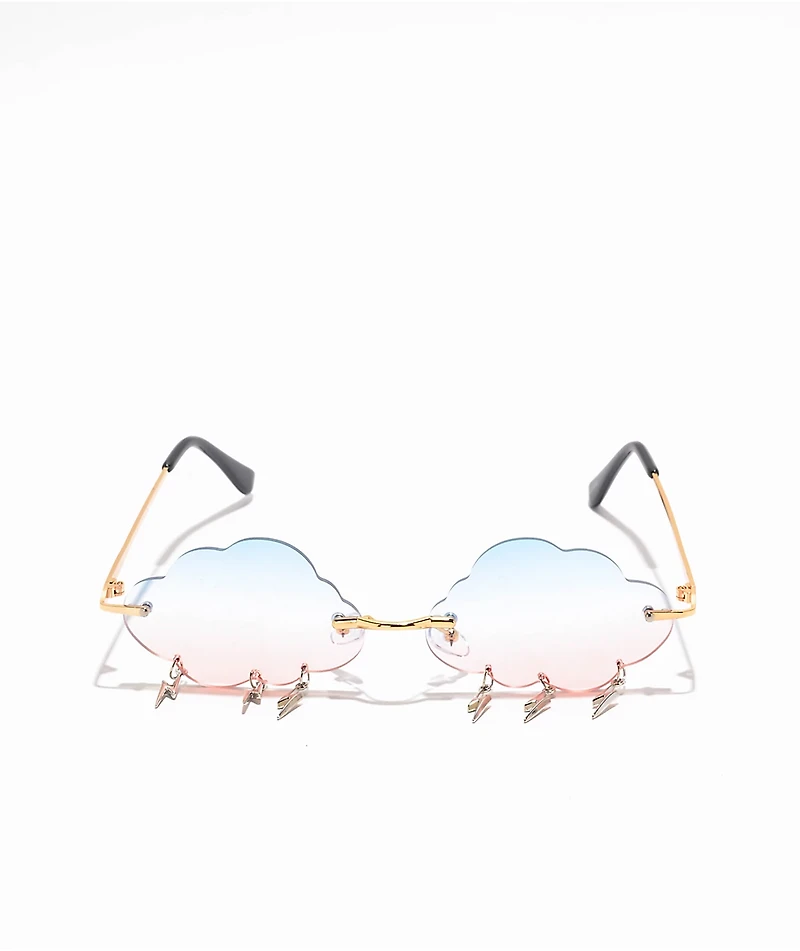 Cloud & Lightning Pink & Blue Rimless Sunglasses
