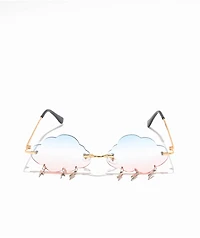 Cloud & Lightning Pink & Blue Rimless Sunglasses