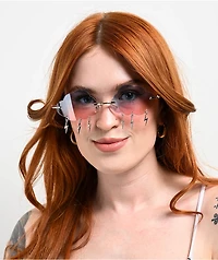 Cloud & Lightning Pink & Blue Rimless Sunglasses