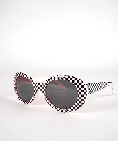 Clout White & Black Checkerboard Sunglasses
