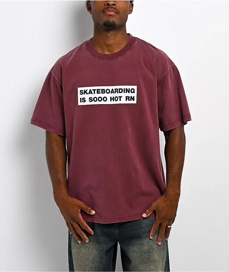Color Bars Skateboarding Is Hot Red T-Shirt