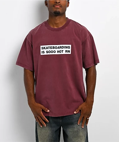 Color Bars Skateboarding Is Hot Red T-Shirt