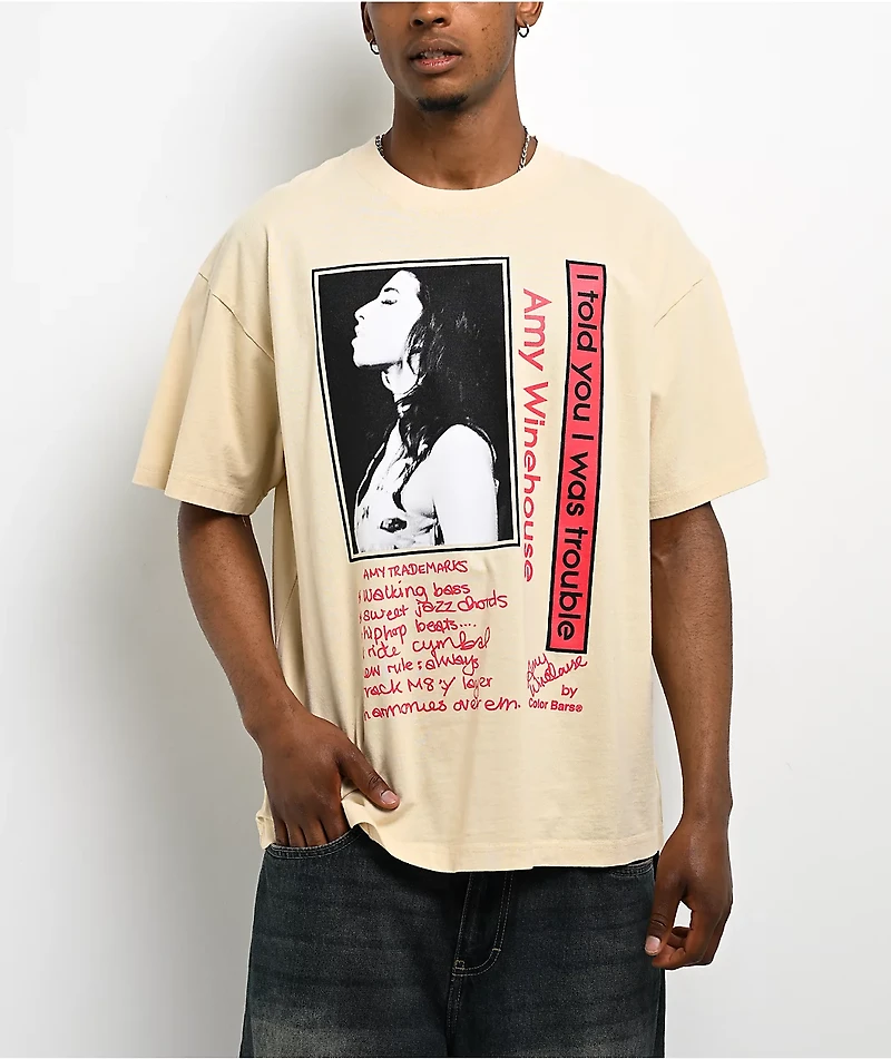 Color Bars x Amy Winehouse Trouble Beige T-Shirt