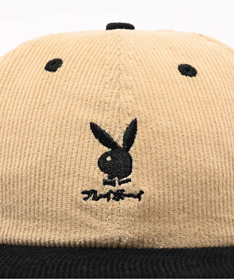 Color Bars x Playboy Japanese Rabbit Beige & Black Corduroy Strapback Hat