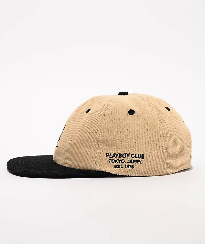 Color Bars x Playboy Japanese Rabbit Beige & Black Corduroy Strapback Hat
