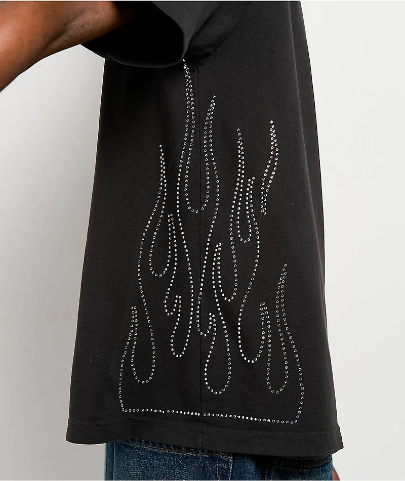 Color Bars x Playboy Rhinestone Flames Black T-Shirt