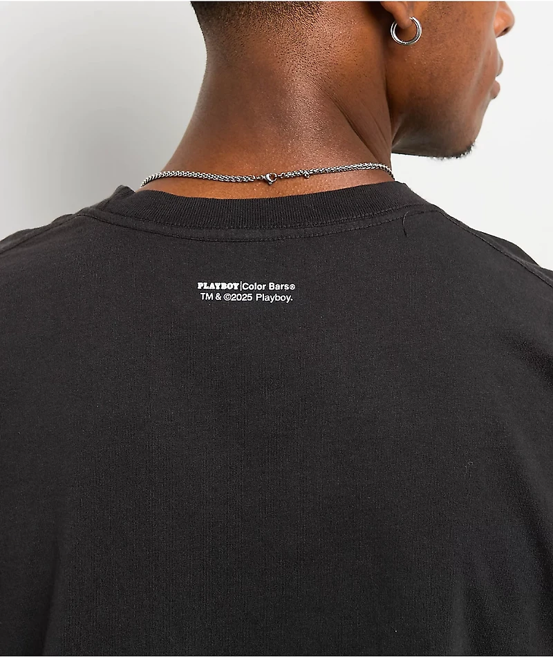 Color Bars x Playboy Rhinestone Flames Black T-Shirt