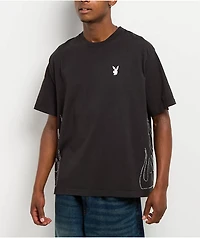 Color Bars x Playboy Rhinestone Flames Black T-Shirt