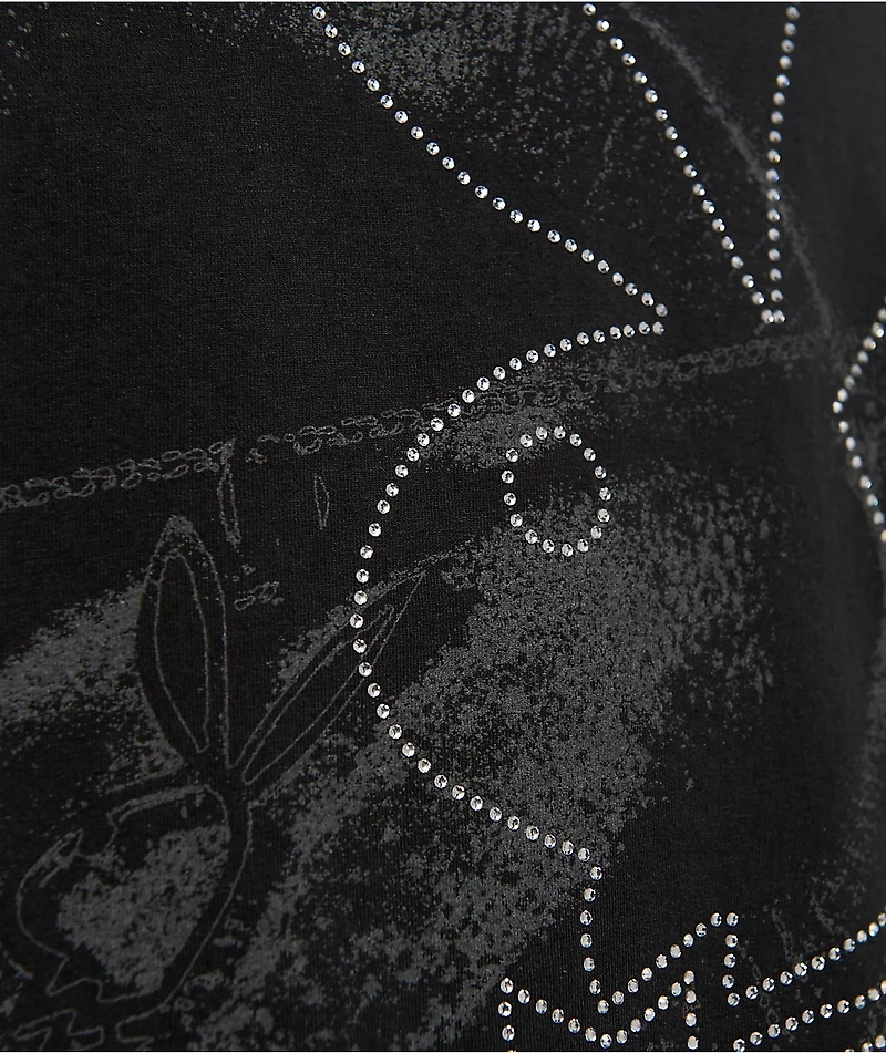 Color Bars x Playboy Rhinestone Lips Black T-Shirt