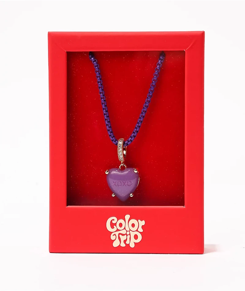 Color Trip Candy Heart Purple Necklace