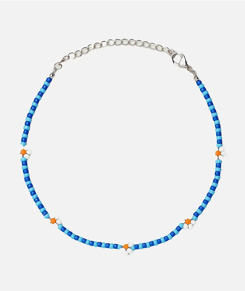 Color Trip Daisy Blue Bead Choker Necklace