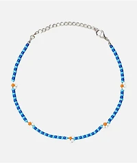 Color Trip Daisy Blue Bead Choker Necklace