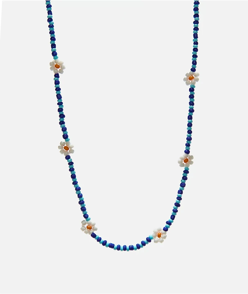 Color Trip Daisy Blue Bead Choker Necklace