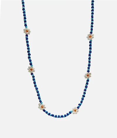 Color Trip Daisy Blue Bead Choker Necklace