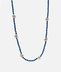 Color Trip Daisy Blue Bead Choker Necklace