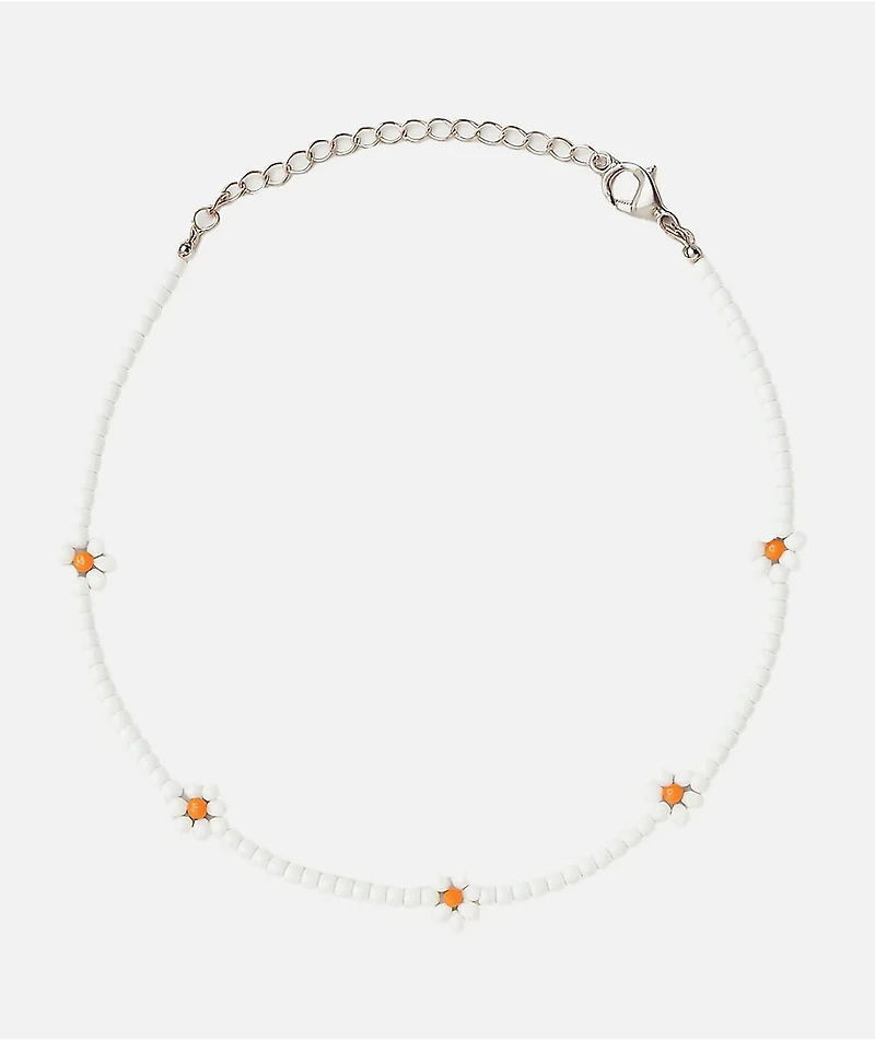 Color Trip Daisy White Bead Choker Necklace