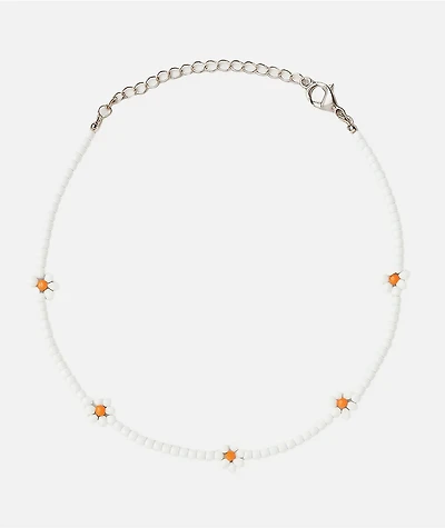 Color Trip Daisy White Bead Choker Necklace