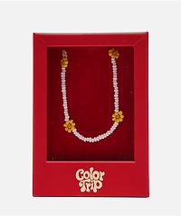 Color Trip Daisy White Bead Choker Necklace