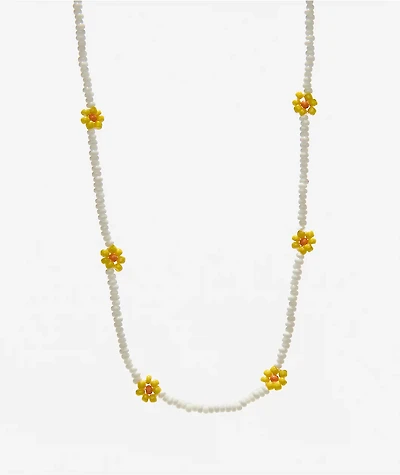 Color Trip Daisy White Bead Choker Necklace