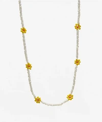 Color Trip Daisy White Bead Choker Necklace