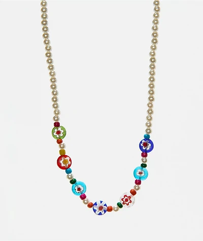 Color Trip Glass Flower Bead Choker Necklace