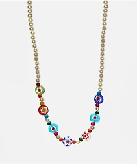 Color Trip Glass Flower Bead Choker Necklace