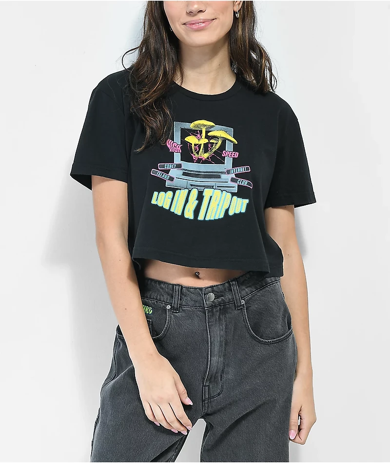 Coney Island Picnic Log Trip Black Crop T-Shirt