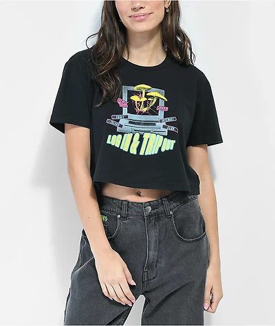 Coney Island Picnic Log Trip Black Crop T-Shirt