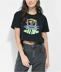 Coney Island Picnic Log Trip Black Crop T-Shirt
