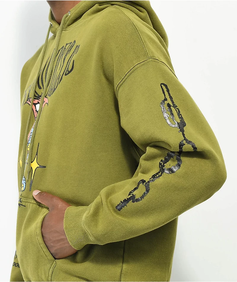 Coney Island Picnic Psychedelic Olive Green Hoodie