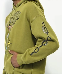 Coney Island Picnic Psychedelic Olive Green Hoodie