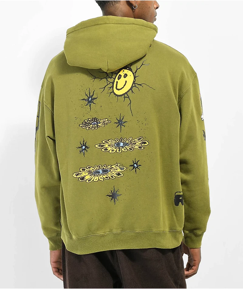 Coney Island Picnic Psychedelic Olive Green Hoodie