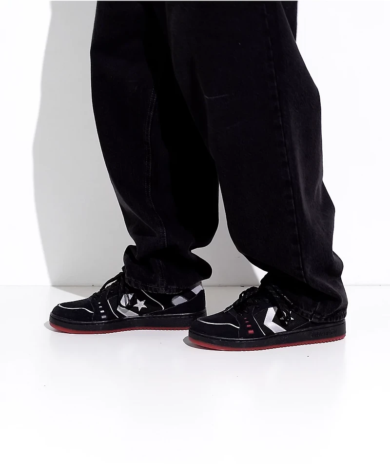 Converse AS-1 Pro Black, Silver & Red Skate Shoes
