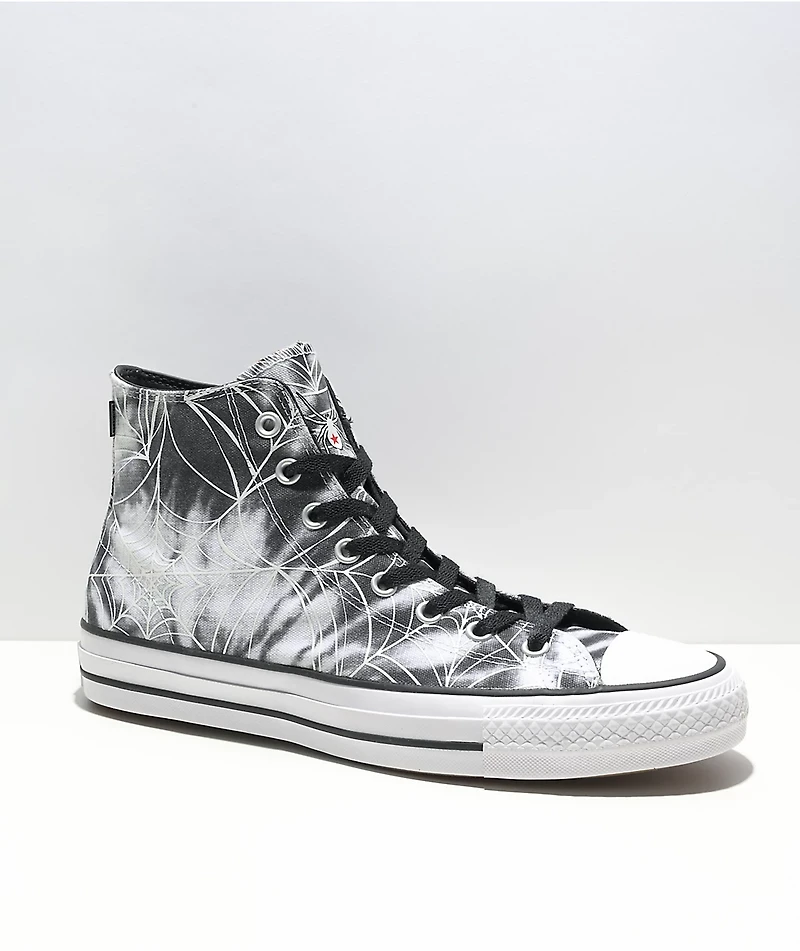 Converse CTAS Pro Black & White Spider Tie Dye High Top Shoes
