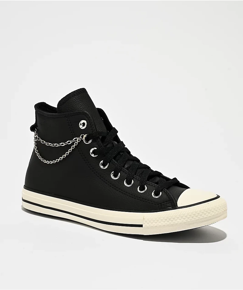 Converse Chains Chuck Taylor All Star Pro Hi Black, Silver & White Skate Shoes
