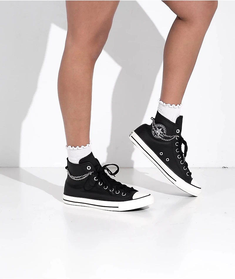 Converse Chains Chuck Taylor All Star Pro Hi Black, Silver & White Skate Shoes