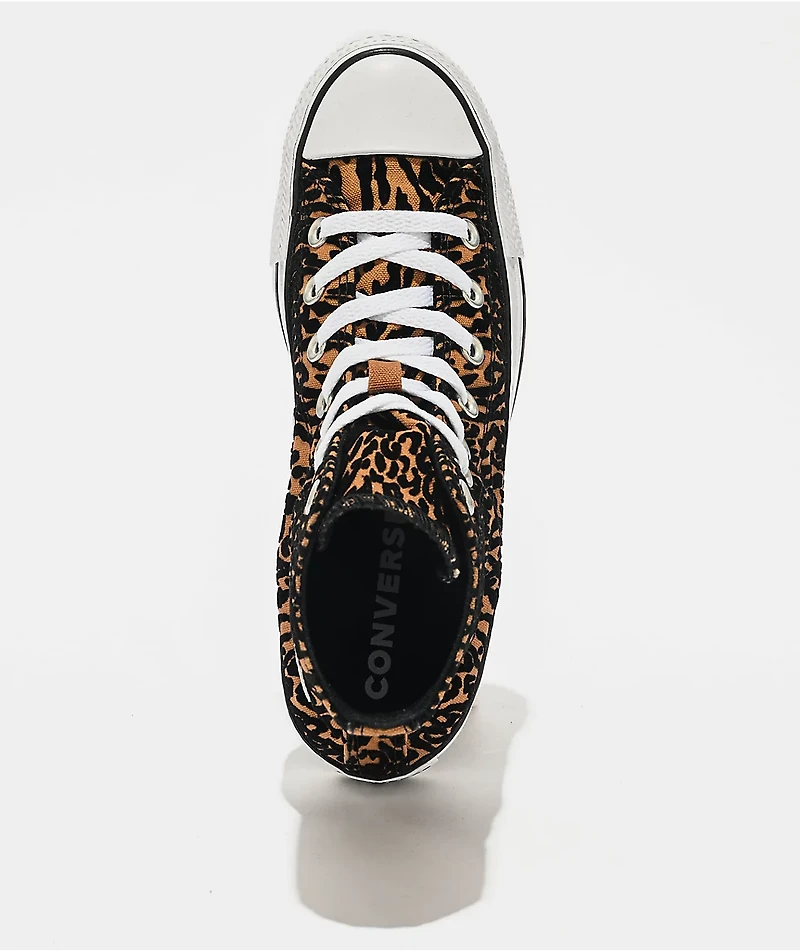 Converse Chuck Taylor All Star Cheetah Print Brown & Black High Top Shoes