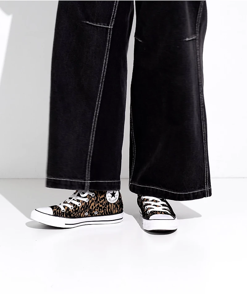 Converse Chuck Taylor All Star Cheetah Print Brown & Black High Top Shoes