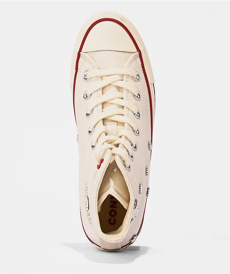 Converse Chuck Taylor All Star Chucks In Love Egret & Red High Top Shoes