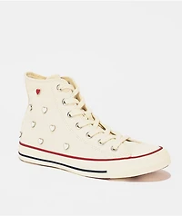 Converse Chuck Taylor All Star Chucks In Love Egret & Red High Top Shoes